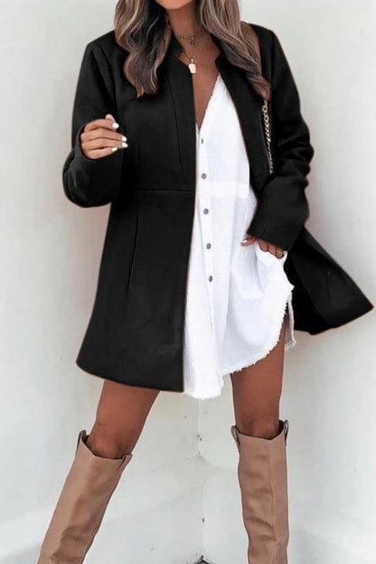 Color Stand Neck Mid-length Plush Coat