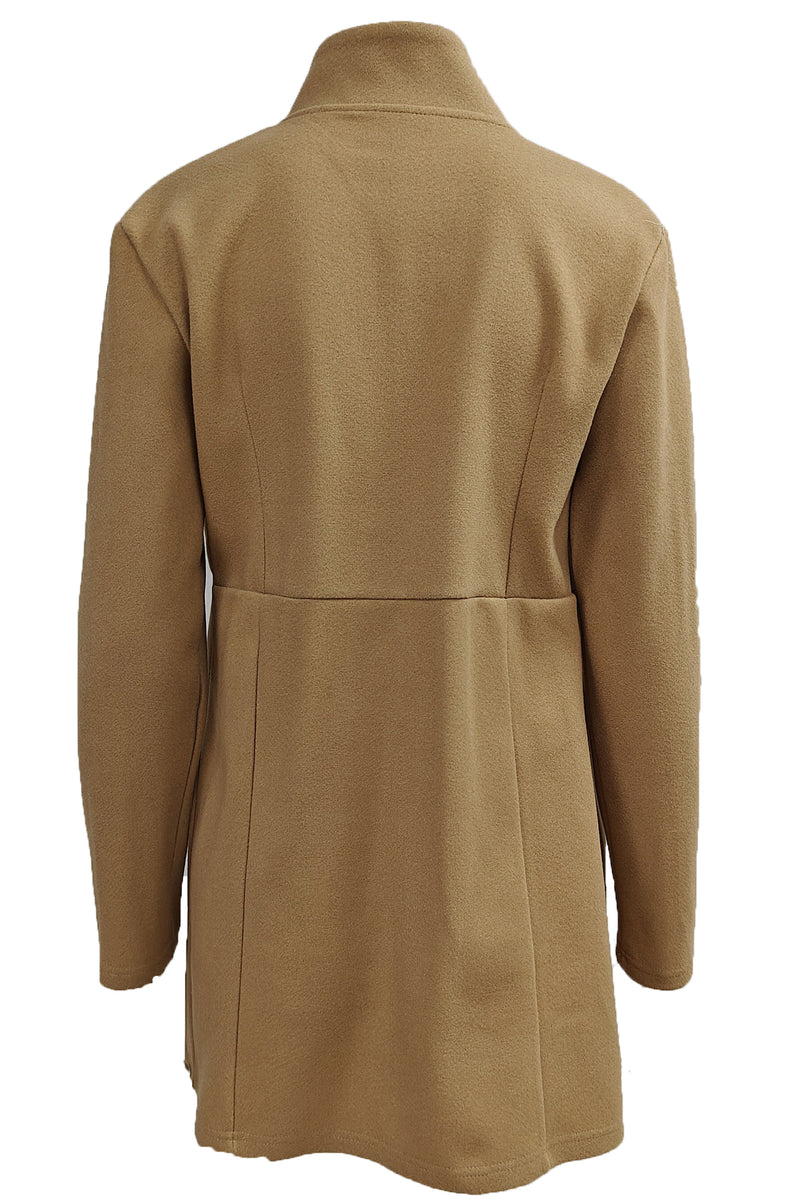 Color Stand Neck Mid-length Plush Coat