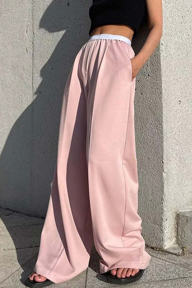 Color Wide Leg Blazer Long Pants