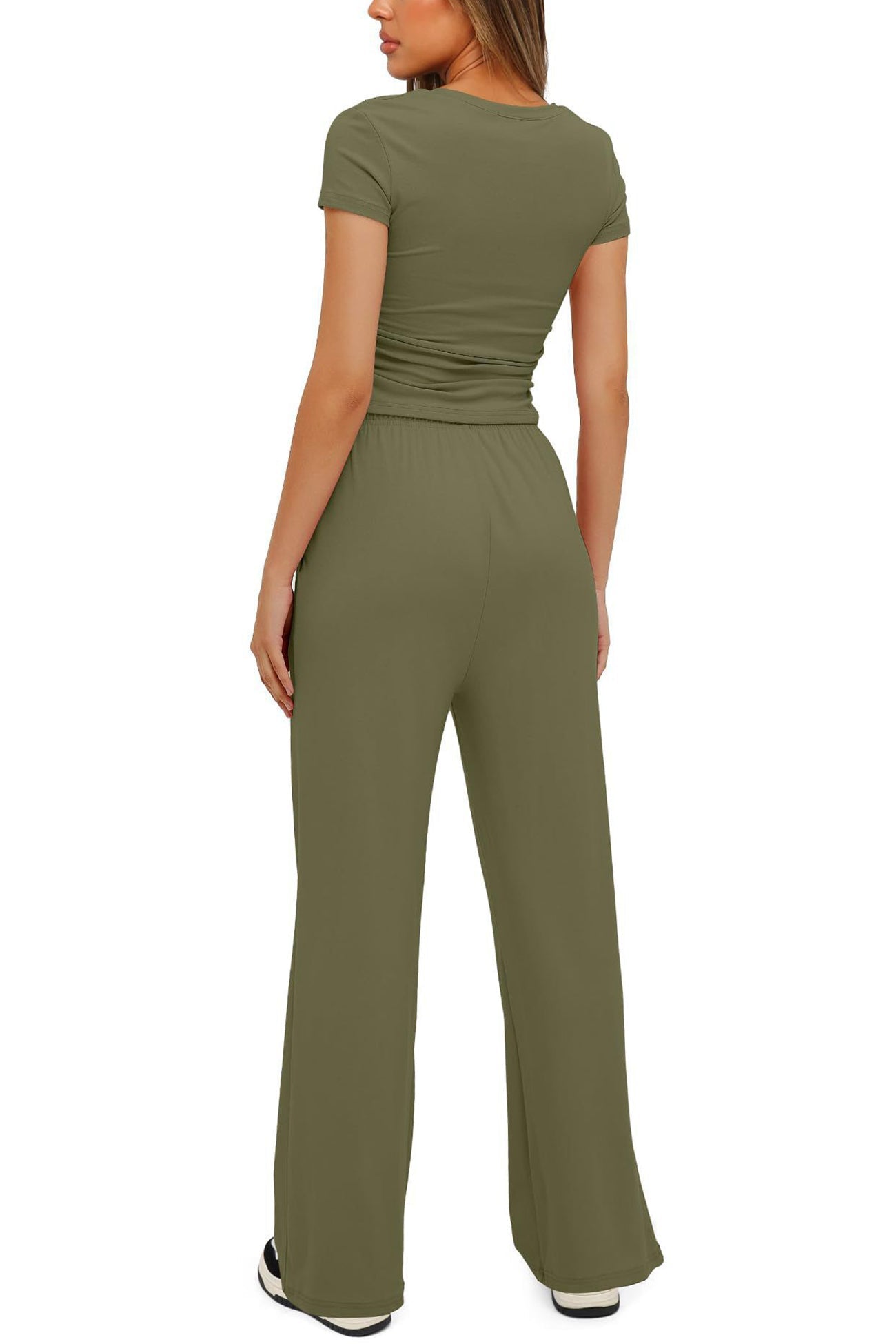 Crew Neck Cotton T-shirt Pants Suits