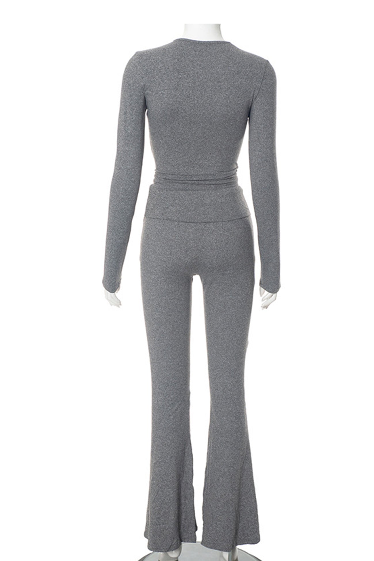 Crop Top Flares Long Pants Set