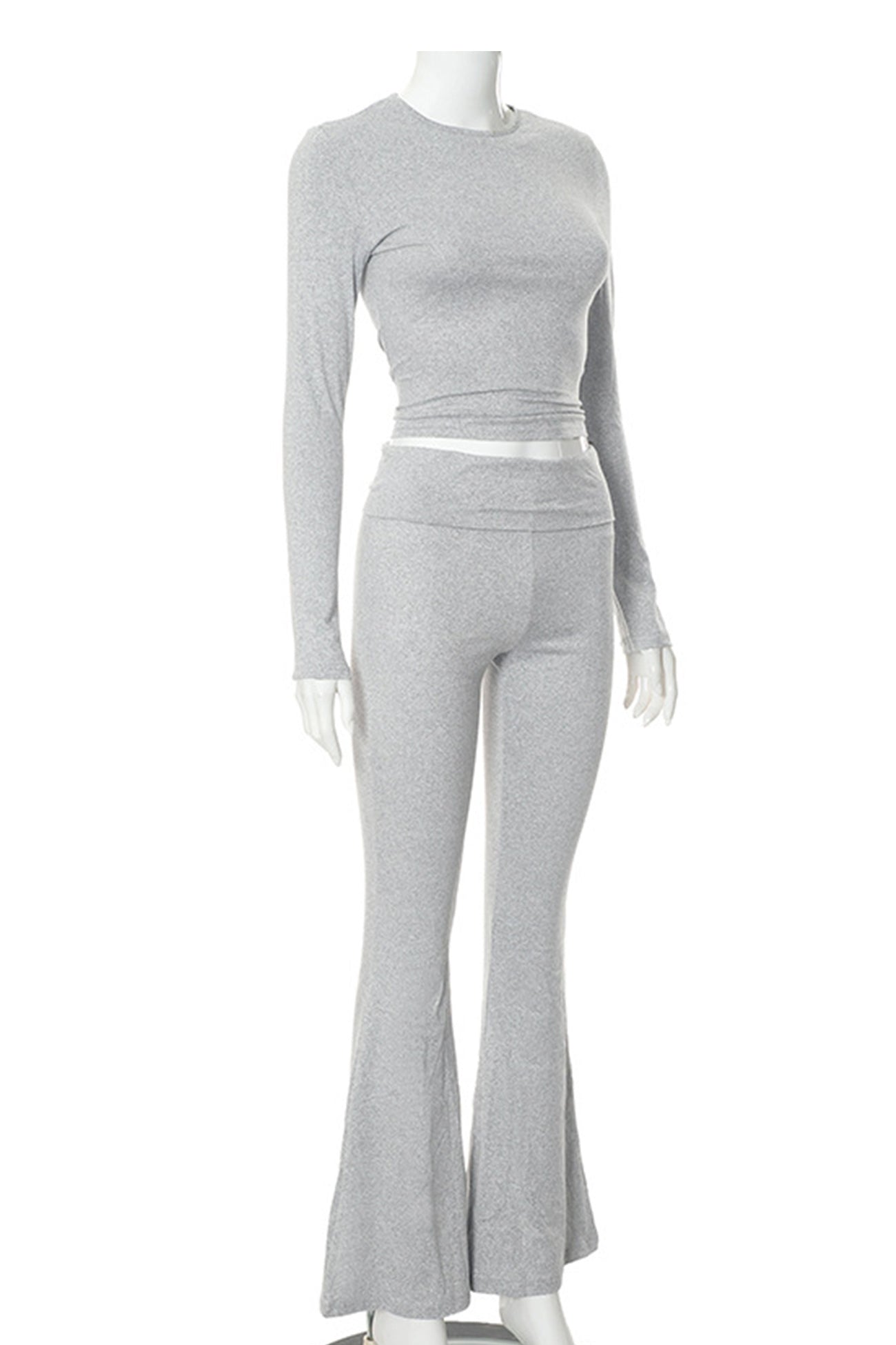 Crop Top Flares Long Pants Set