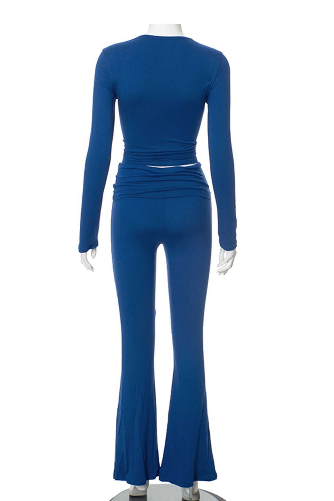Crop Top Flares Long Pants Set