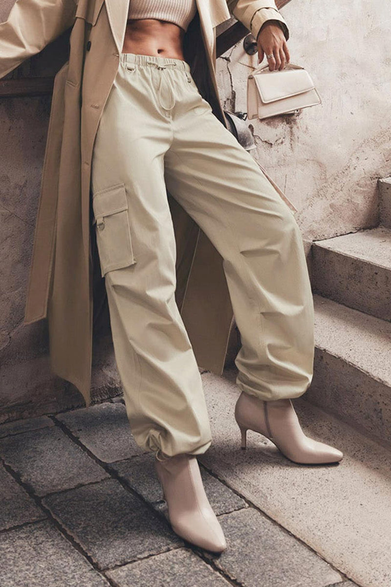 Drawstring Large Pocket Cargo Pants