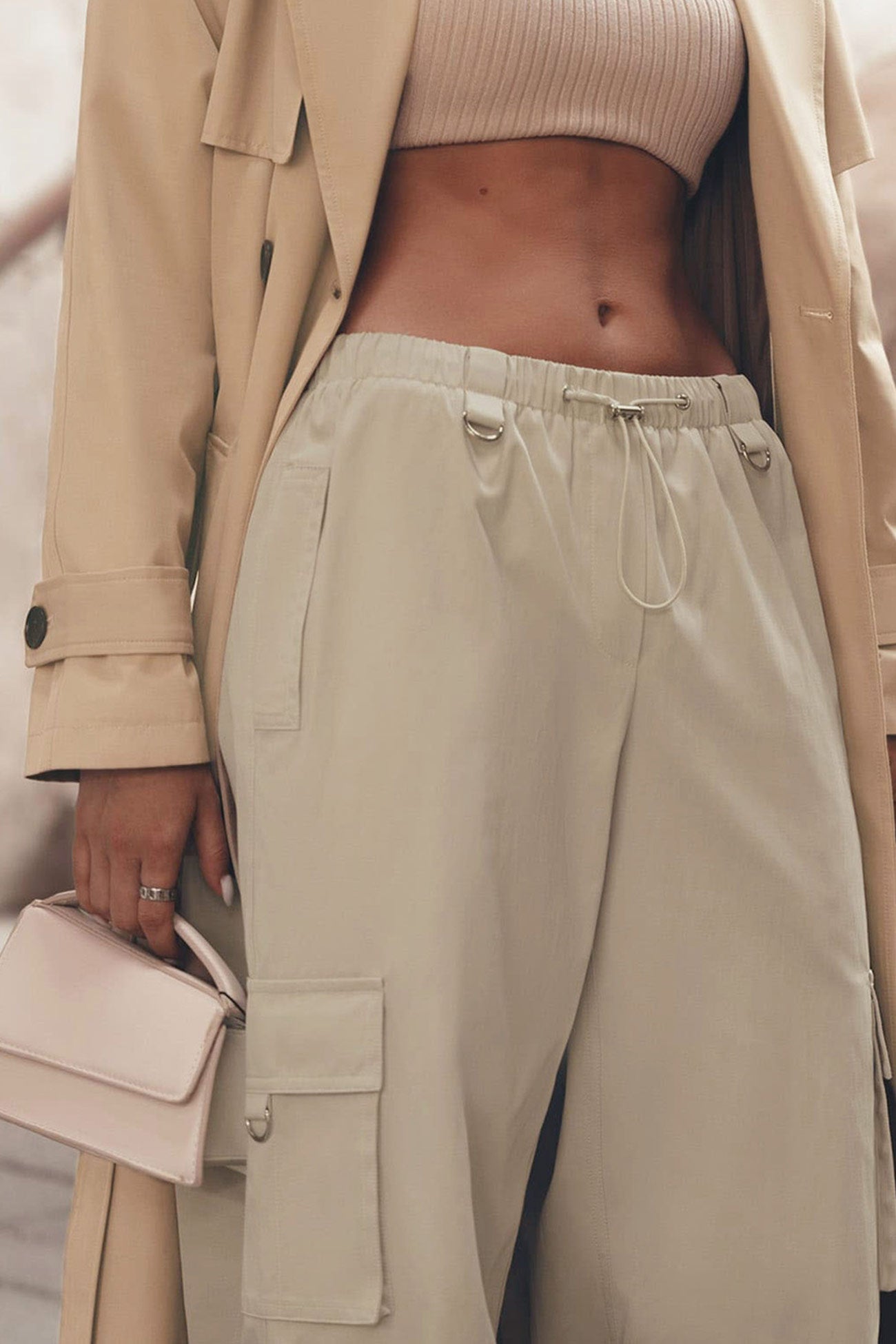 Drawstring Large Pocket Cargo Pants