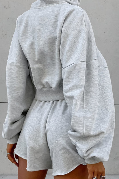 Hoodie Crop Top Shorts Set
