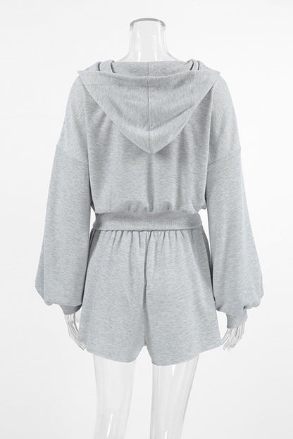 Hoodie Crop Top Shorts Set