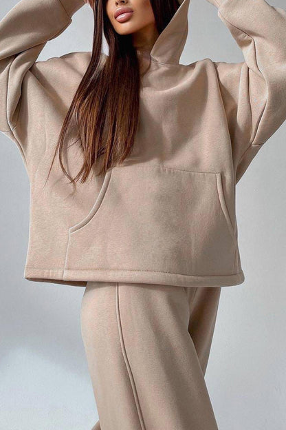 Hoodie Wide Leg Long Pants Suits