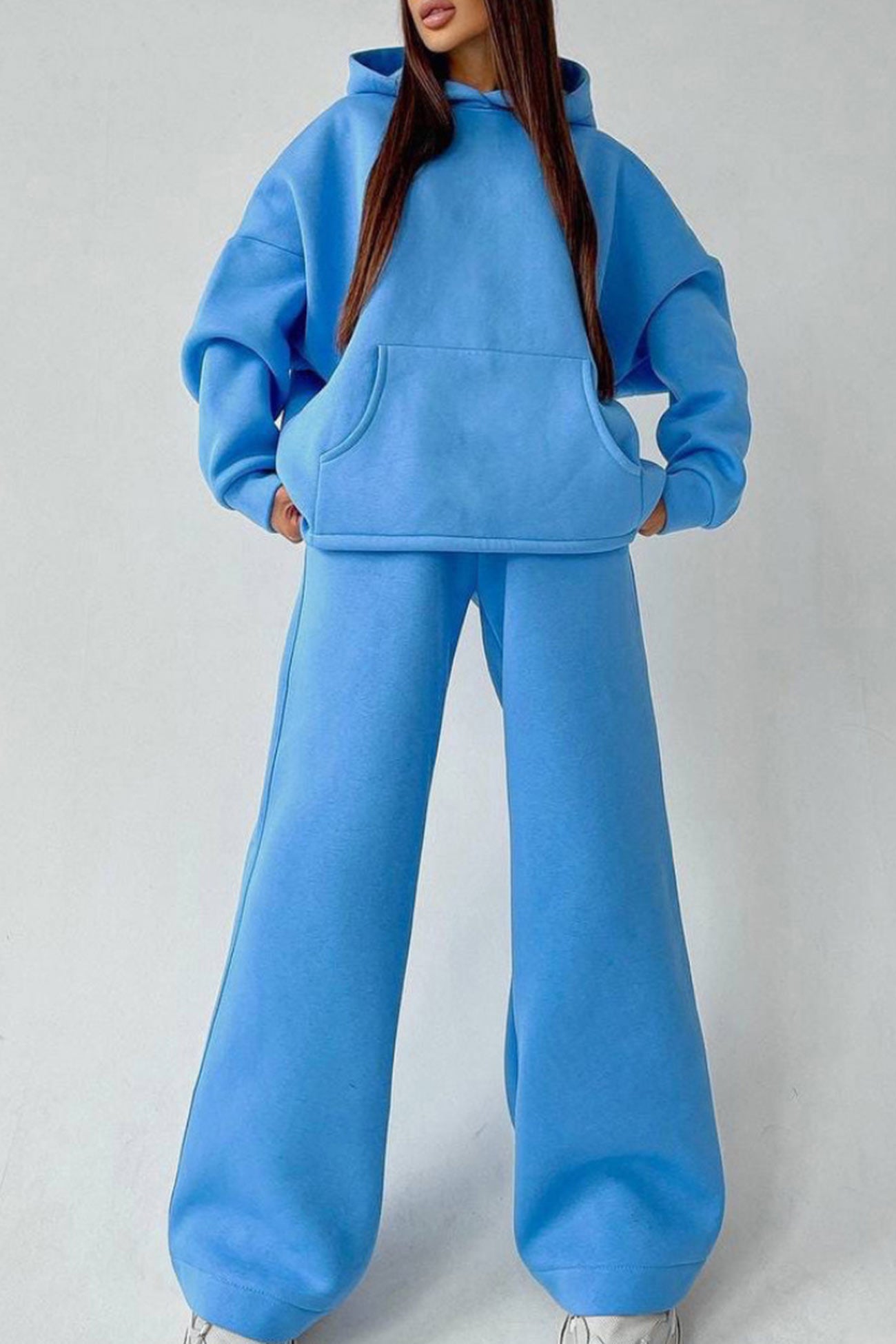 Hoodie Wide Leg Long Pants Suits