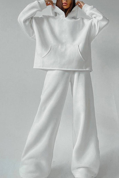 Hoodie Wide Leg Long Pants Suits
