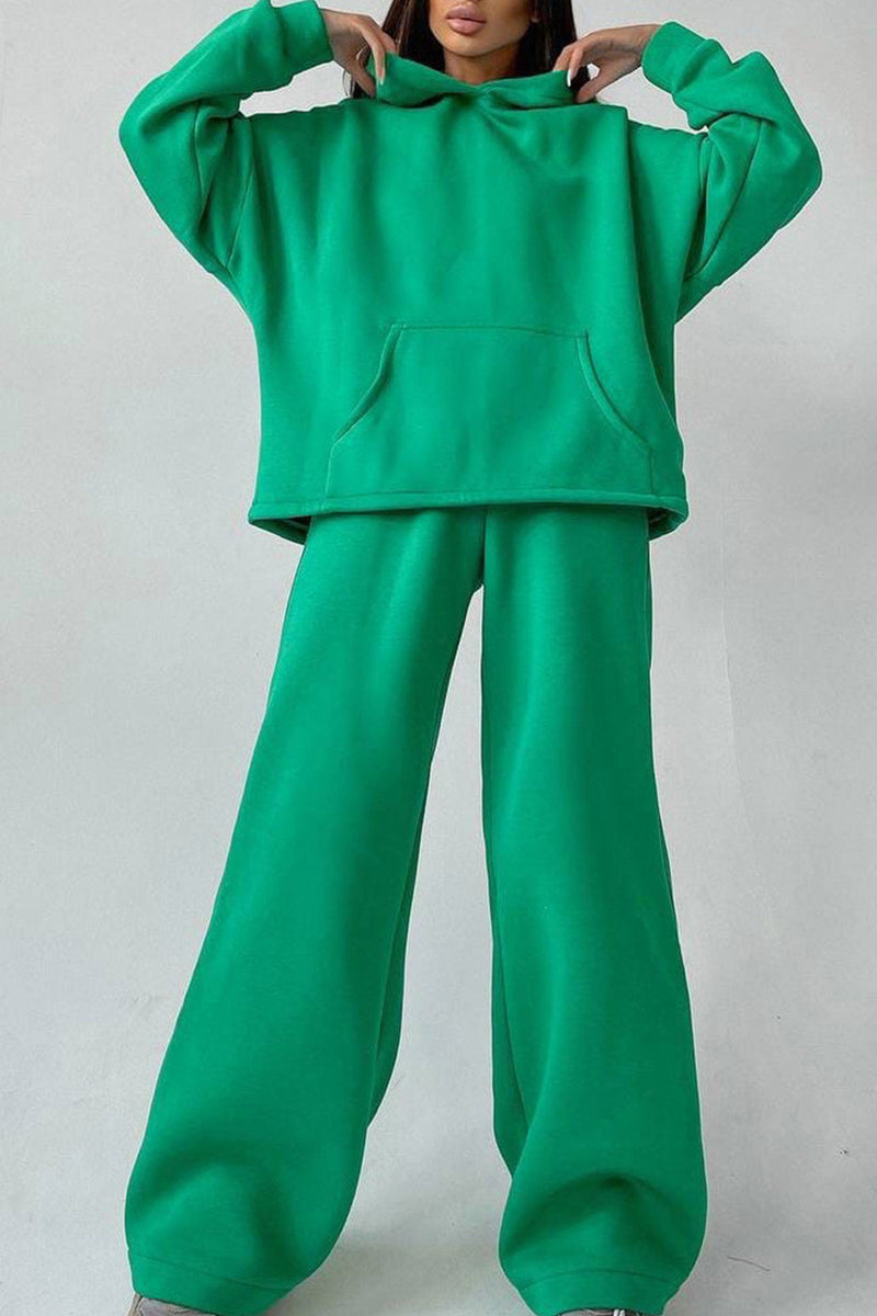 Hoodie Wide Leg Long Pants Suits