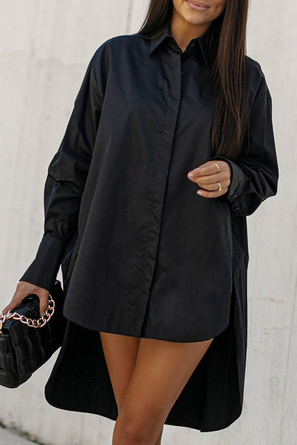 Irregular Slit Hem Blouse