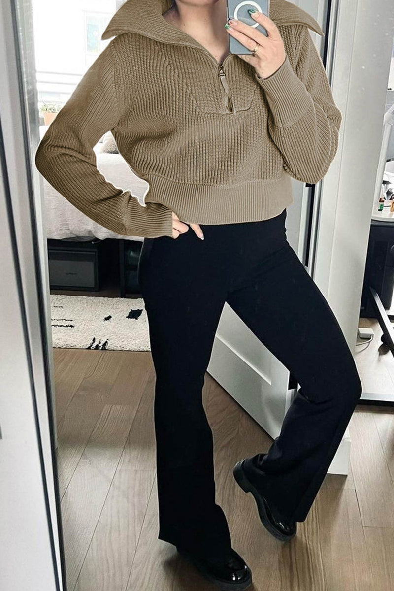 Lapel Zipper Sweater