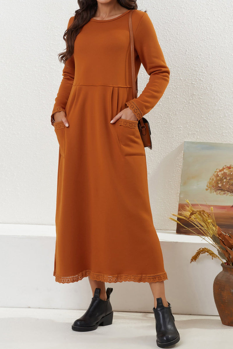 Pocketed Lacework Hem Dress