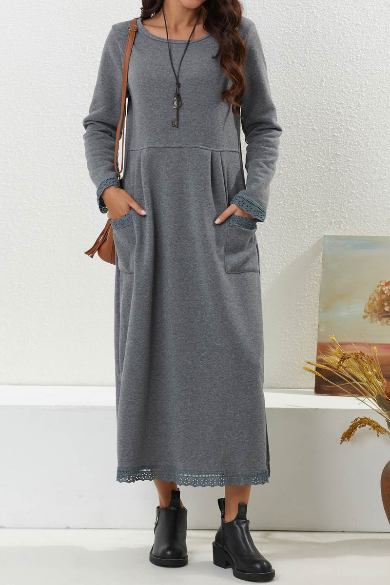 Pocketed Lacework Hem Dress