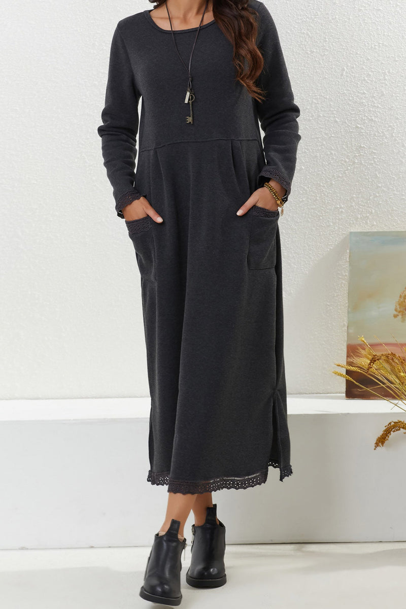 Pocketed Lacework Hem Dress