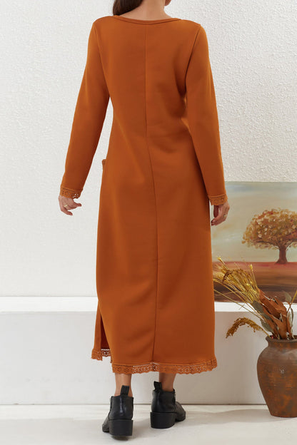 Pocketed Lacework Hem Dress