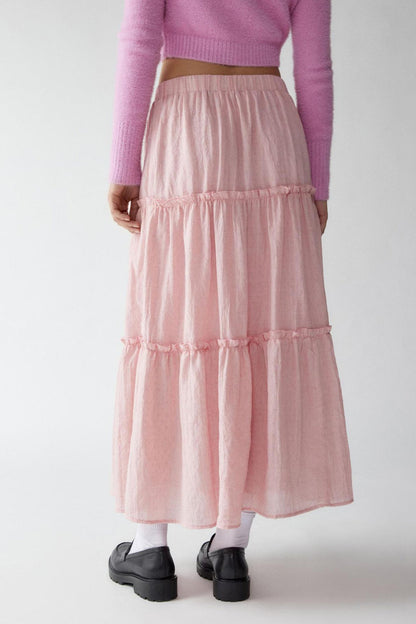 Ruched Tiered Midi Skirt