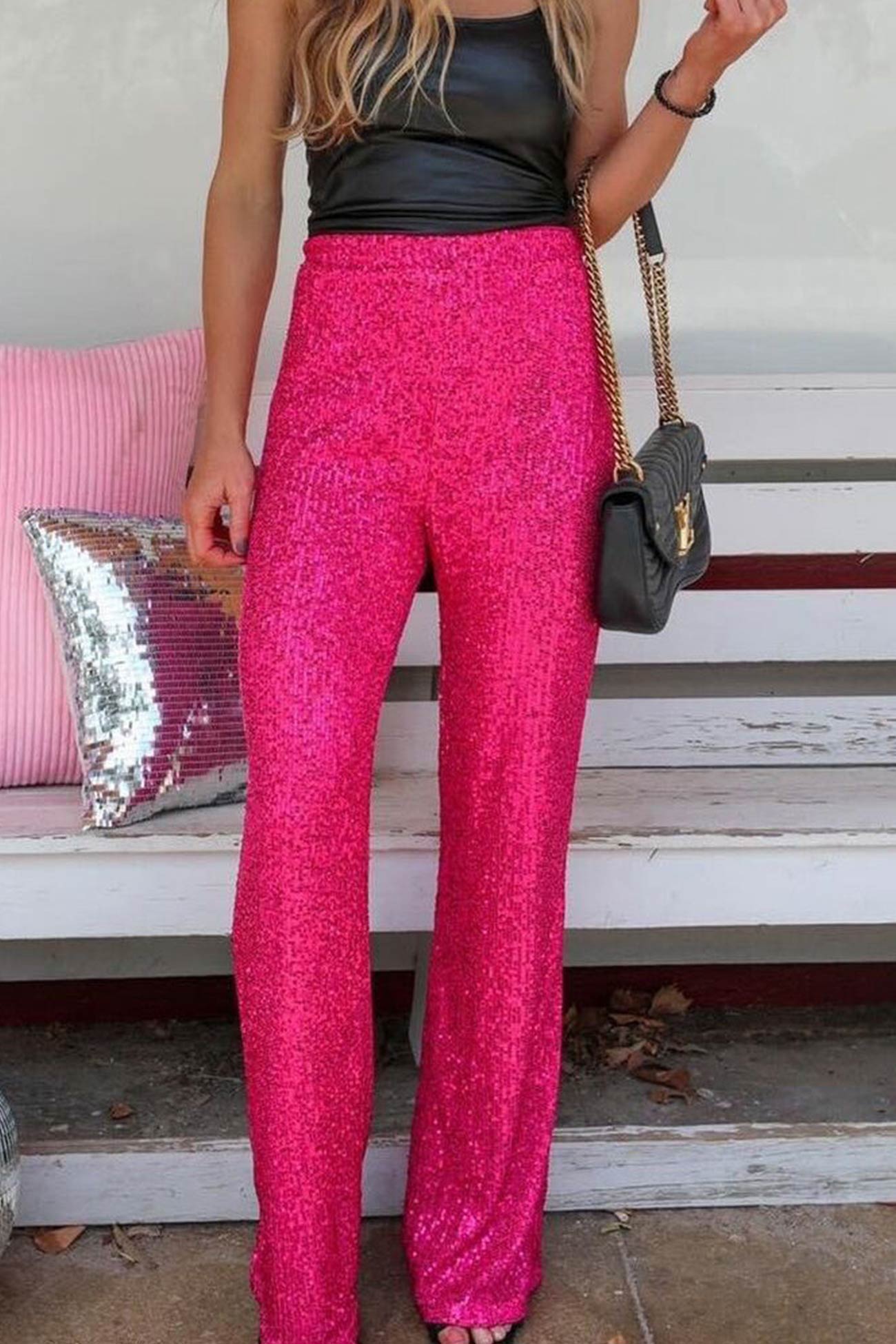 Sequins Straight Long Pants
