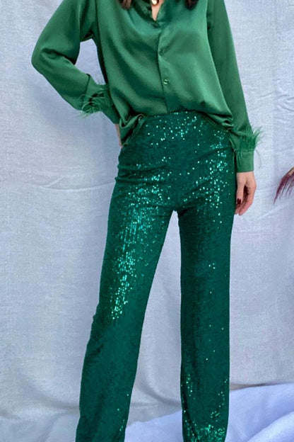 Sequins Straight Long Pants