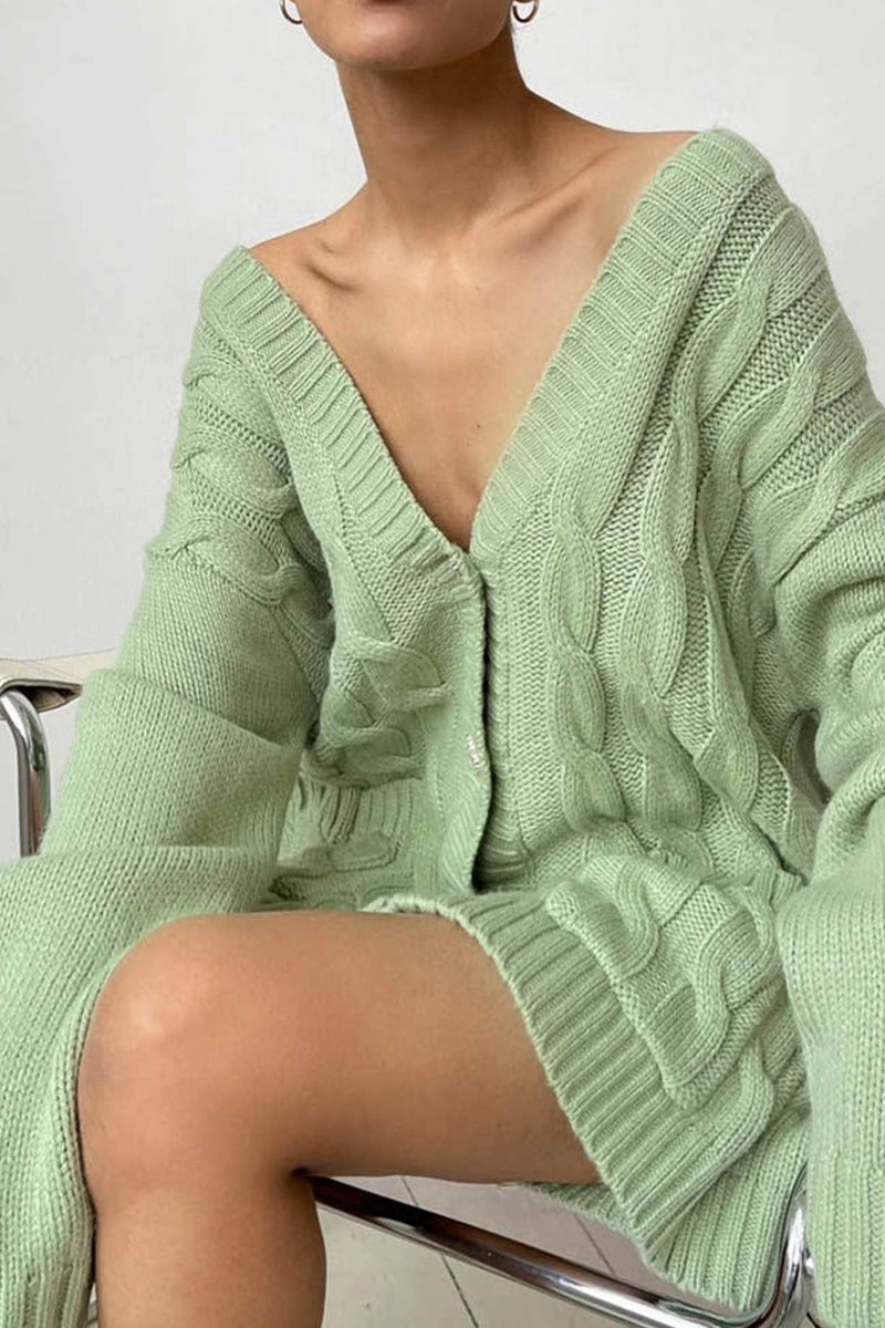 Single-breasted Cable Knit Cardigan