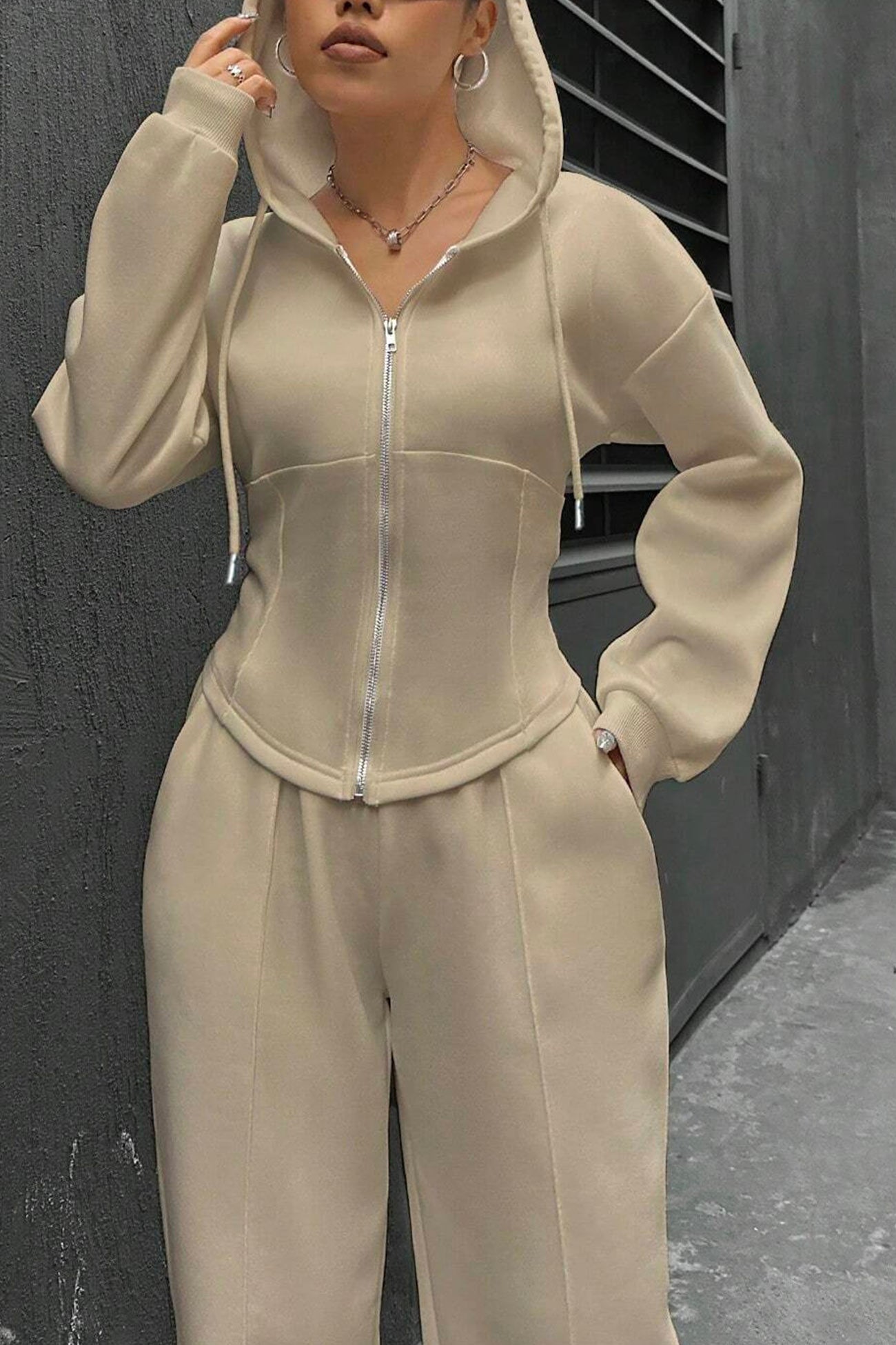 Slim Fit Hoodie Pants Suits