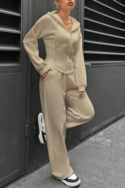 Slim Fit Hoodie Pants Suits