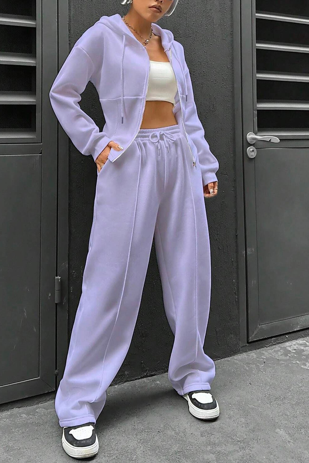 Slim Fit Hoodie Pants Suits