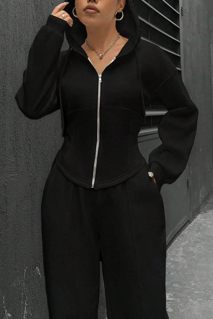 Slim Fit Hoodie Pants Suits