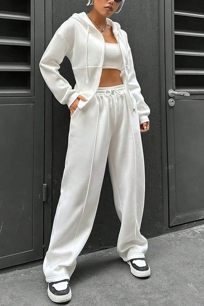 Slim Fit Hoodie Pants Suits
