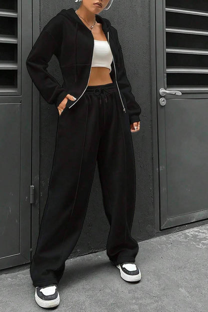 Slim Fit Hoodie Pants Suits