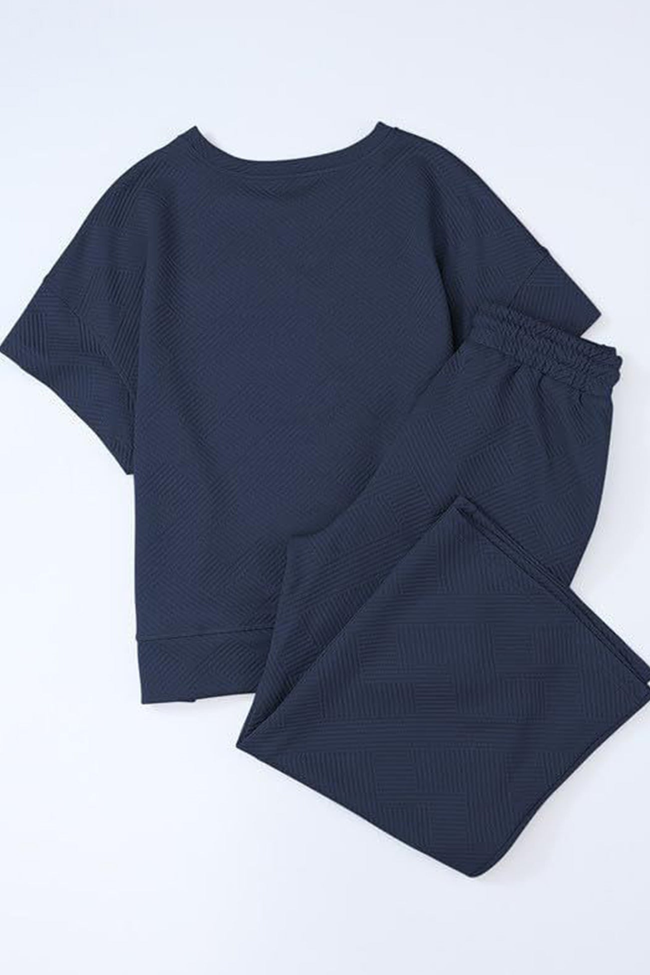 Textured T-shirt Long Pants Set
