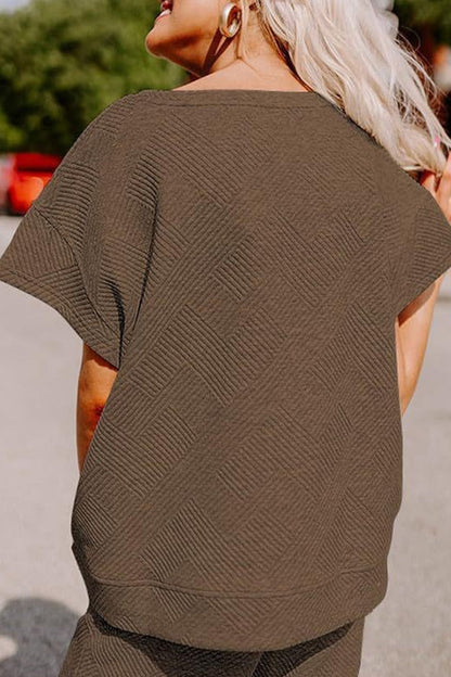 Textured T-shirt Long Pants Set