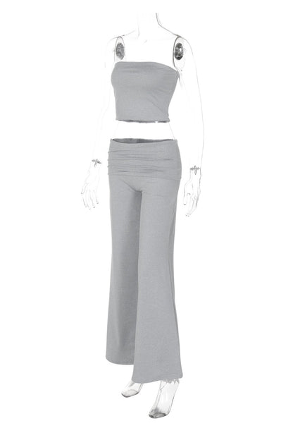 Tube Top Stacking Flare Pants Set