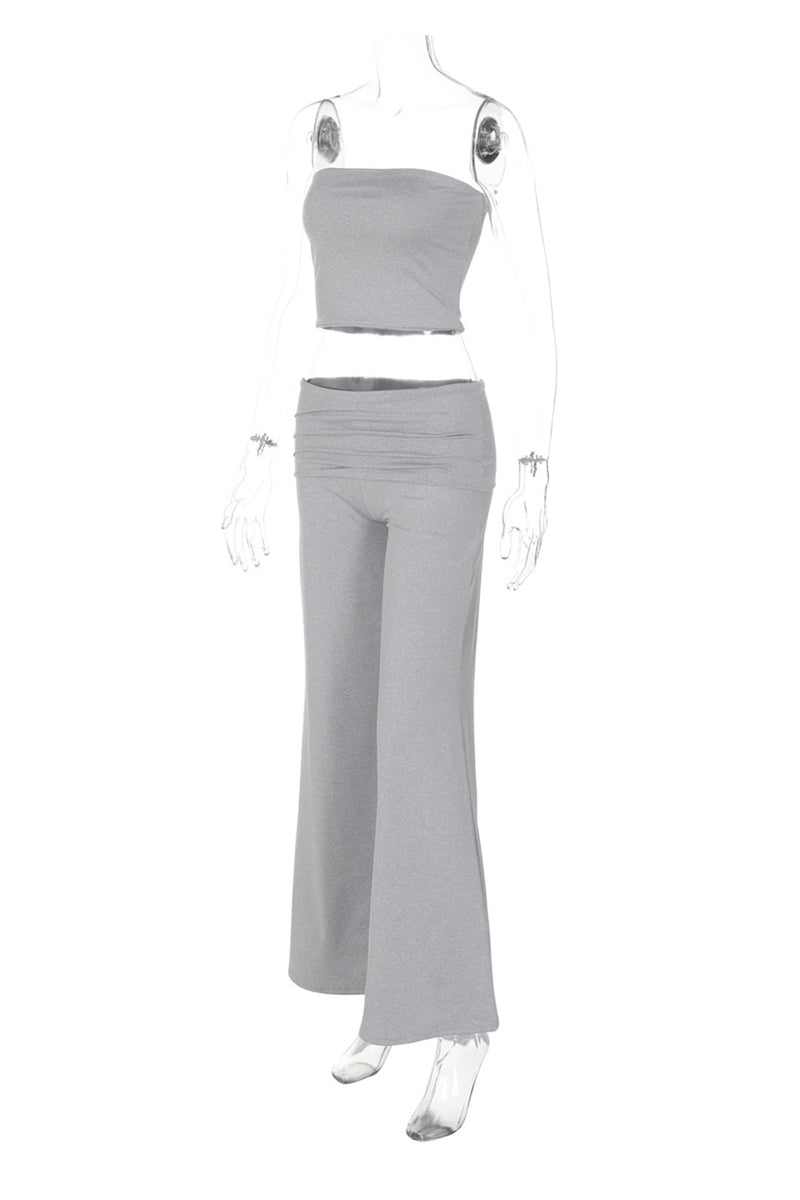 Tube Top Stacking Flare Pants Set