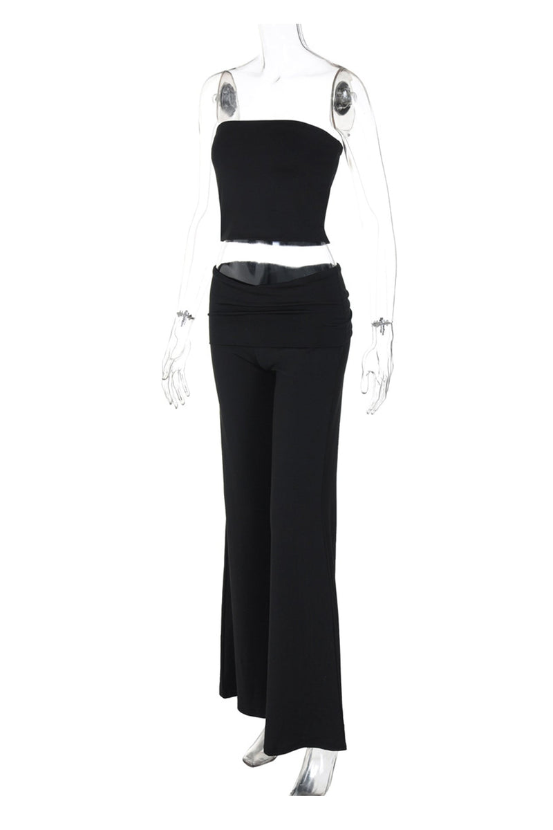 Tube Top Stacking Flare Pants Set