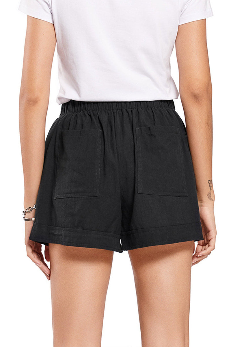 Color Cotton Tie-strap Shorts