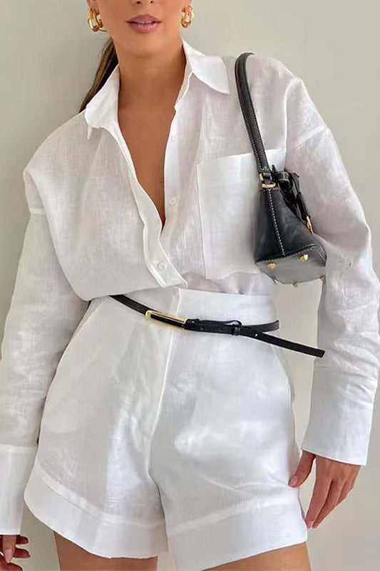 Color Shorts Long Sleeve Shirt Suit