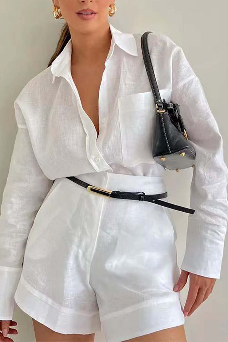 Color Shorts Long Sleeve Shirt Suit