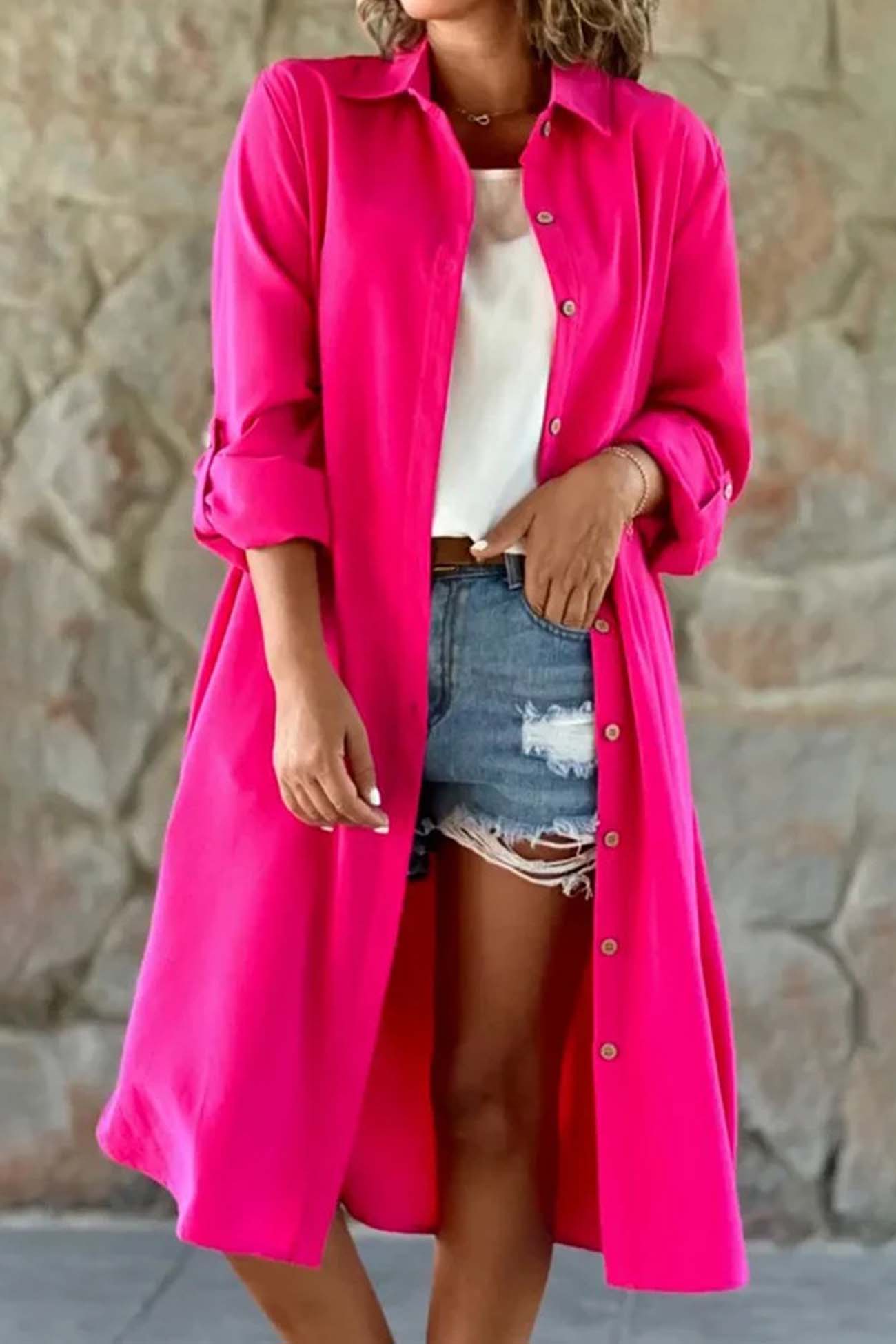 Color Single-breasted Trench Coat