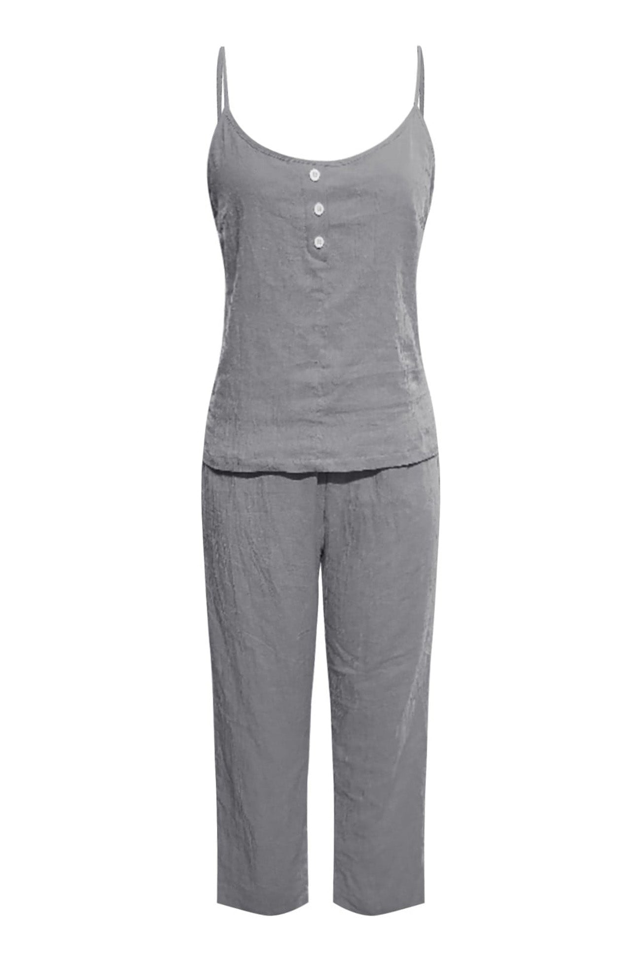 Color Cotton Spaghetti Straps Long Pants Set