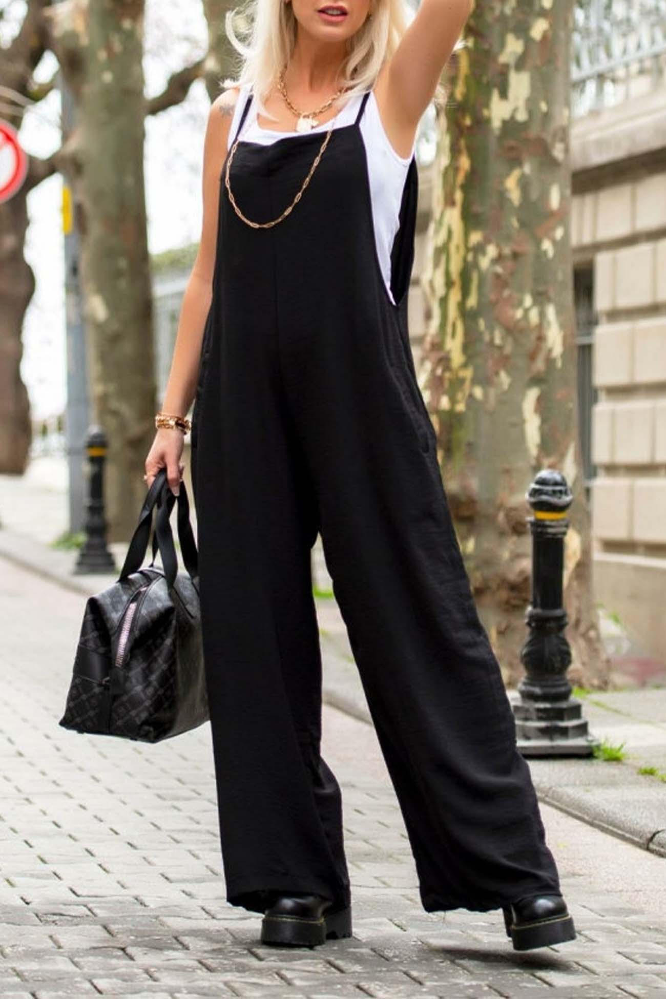 Color Wide Leg Cami Jumpsuits