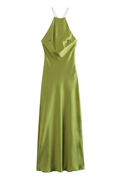 Halterneck Satin Backless Dress