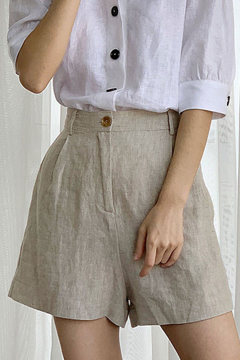 Linen High Waist Shorts