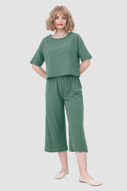 Short Sleeve Top & Elastic Waist Pants
