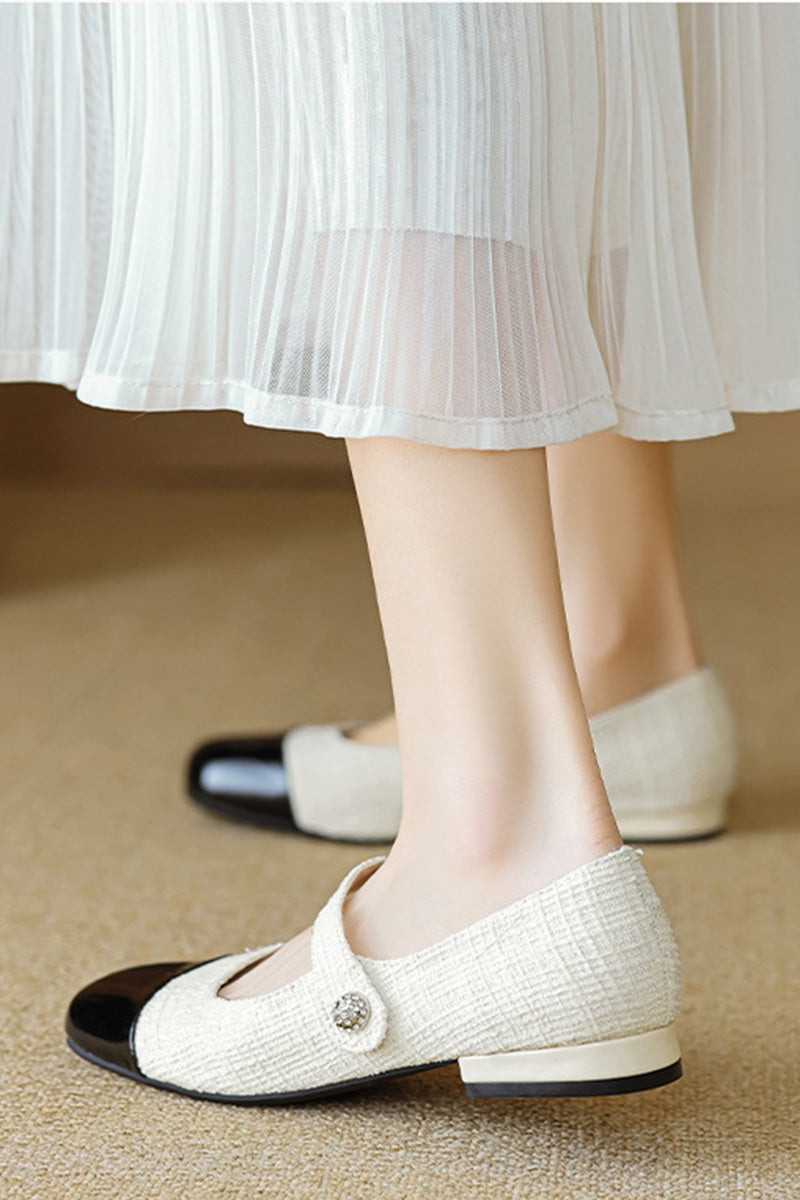 Splicing Color Round-toe Flats