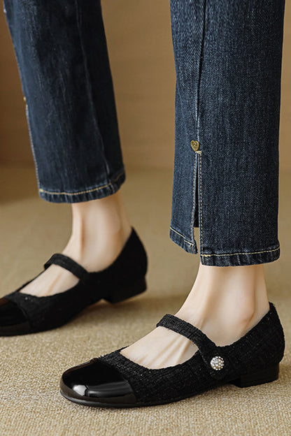 Splicing Color Round-toe Flats