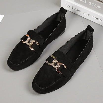Metal Decor Slip on Loafers Moccasins Big Size Flats Loafers
