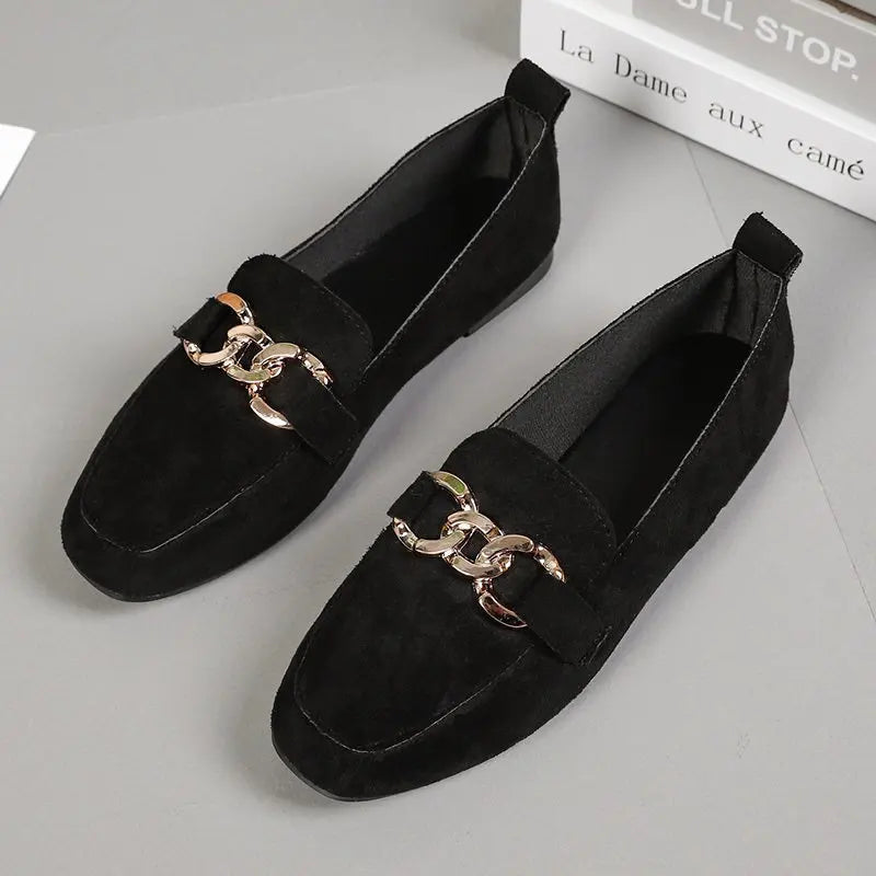 Metal Decor Slip on Loafers Moccasins Big Size Flats Loafers