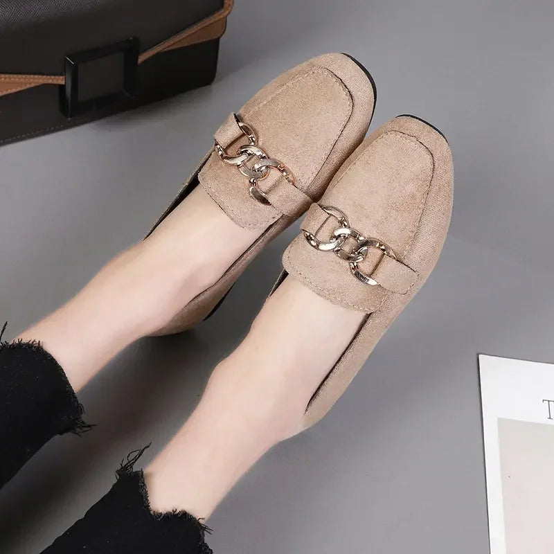 Spring Metal Slip on Big Size Mocassins Flats Loafers